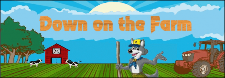 Graphic promoting 2021 Day Camp's theme of "Down on the Farm"