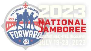 banner for National Jamboree featuring the Jamboree patch and date and locaton of the event