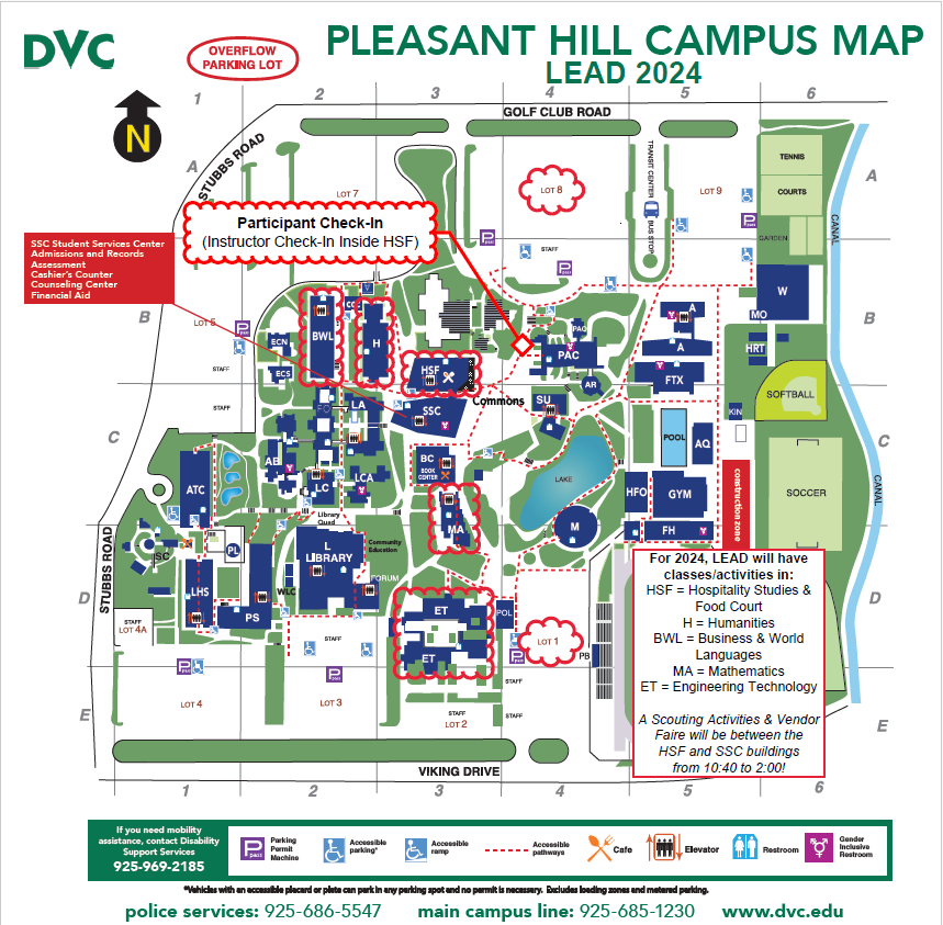 Map of Diablo Valley College's Pleasant Hill campus